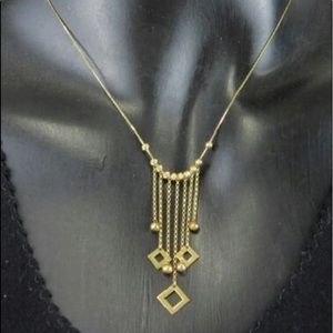 10K Gold Diamond Shape Dangle Necklace